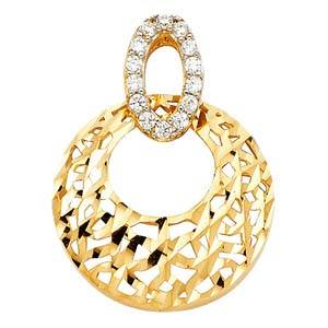 14K Yellow Gold 16mm CZ Pendant
