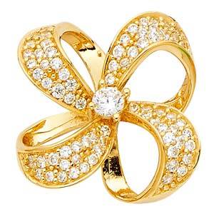 14K Yellow Gold 17mm CZ Pendant