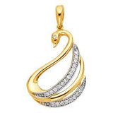 14K Yellow Gold 18mm CZ Swan Pendant