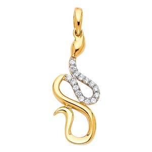 14K Yellow Gold 22mm CZ Pendant