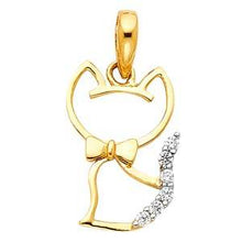 Load image into Gallery viewer, 14K Yellow Gold 10mm CZ Cat Pendant