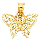 14K Yellow Gold 10mm Butterfly Pendant