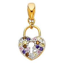 Load image into Gallery viewer, 14K Yellow Gold 9mm CZ Multi Lock Pendant