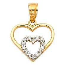 Load image into Gallery viewer, 14K Yellow Gold 13mm CZ Hearts Pendant