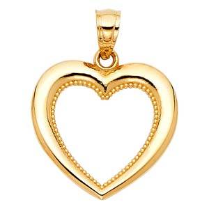 14k Yellow Gold 16mm Heart Assorted Pendant