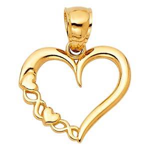 14k Yellow Gold 10mm Heart Assorted Pendant