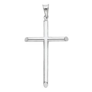 14K White Gold 25mm Classic Cross Religious Pendant