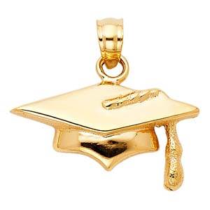 14k Yellow Gold 19mm Graduation Hat Assorted Pendant