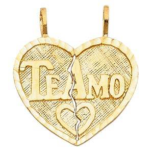 14k Yellow Gold 22mm Teamo Heart 2 Piece Assorted Pendant