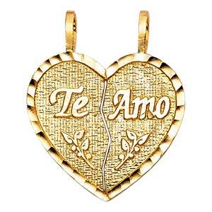 14k Yellow Gold 22mm Teamo Heart 2 Piece Assorted Pendant