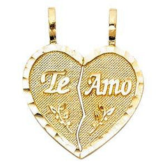 14k Yellow Gold 18mm Teamo Heart 2 Piece Assorted Pendant