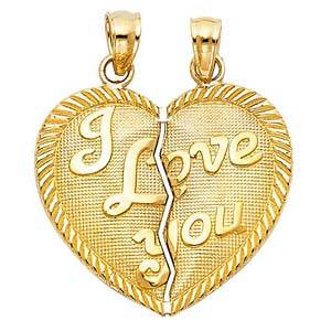 14k Yellow Gold 23mm Teamo Heart 2 Piece Assorted Pendant