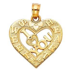 14k Yellow Gold 19mm I Love You Heart Assorted Pendant
