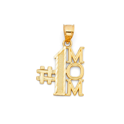 14k Yellow Gold #1 Mom Charm Pendant