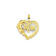 Load image into Gallery viewer, 14k Yellow Gold 14mm Mini Mom Heart Pendant With Flower