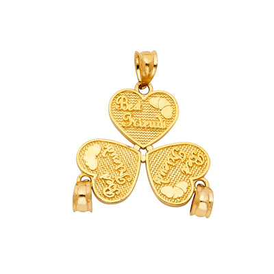14k Yellow Gold Three Heart Best Friends Petite Pendant