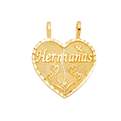 14k Yellow Gold Hermanas Broken Heart Pendant
