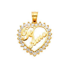 Load image into Gallery viewer, 14k Yellow Gold CZ Te Amo Heart Pendant