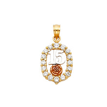 Load image into Gallery viewer, 14K Tri Color Sweet 15 Years Heart Pendant