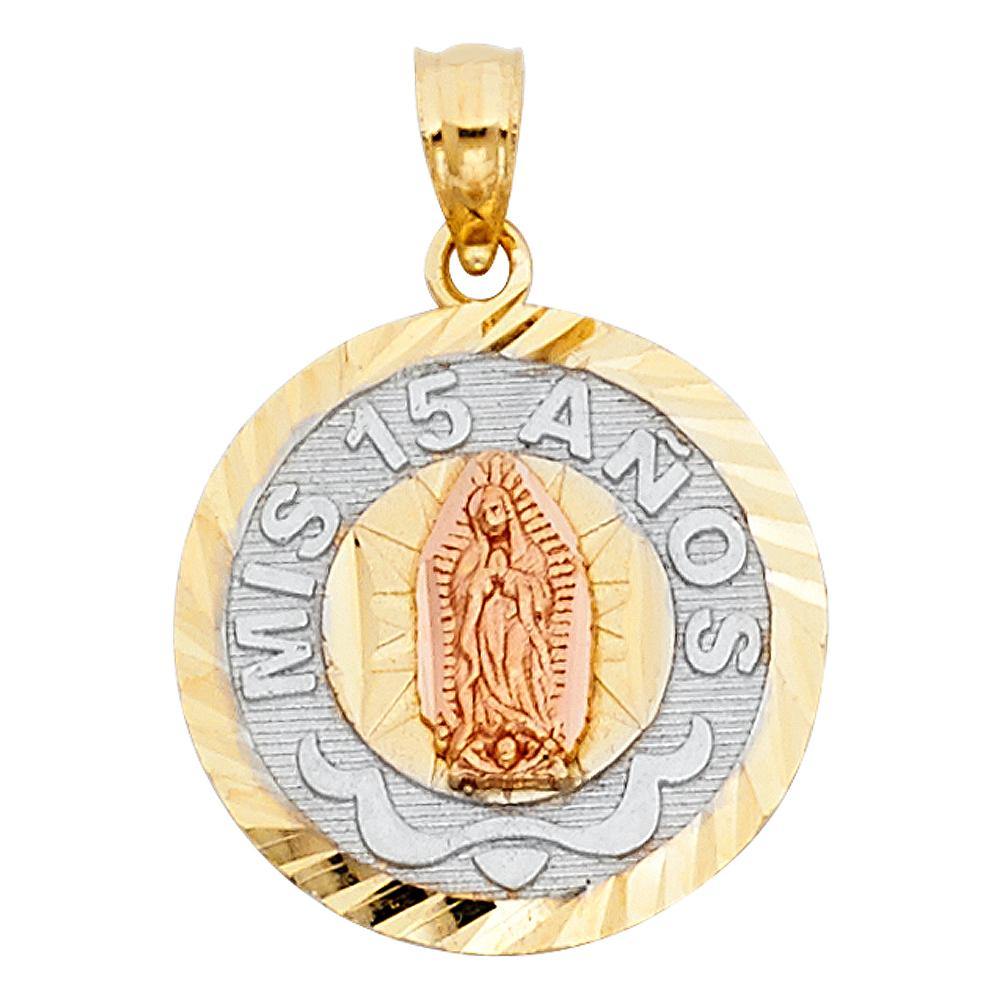 14K Tri Color 18mm 15 Years Years Pendant