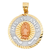 Load image into Gallery viewer, 14K Tri Color 23mm 15 Years Years Pendant
