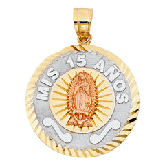 14K Tri Color 23mm 15 Years Years Pendant