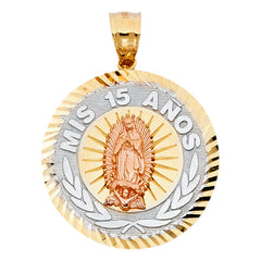 14K Tri Color 26mm 15 Years Years Pendant