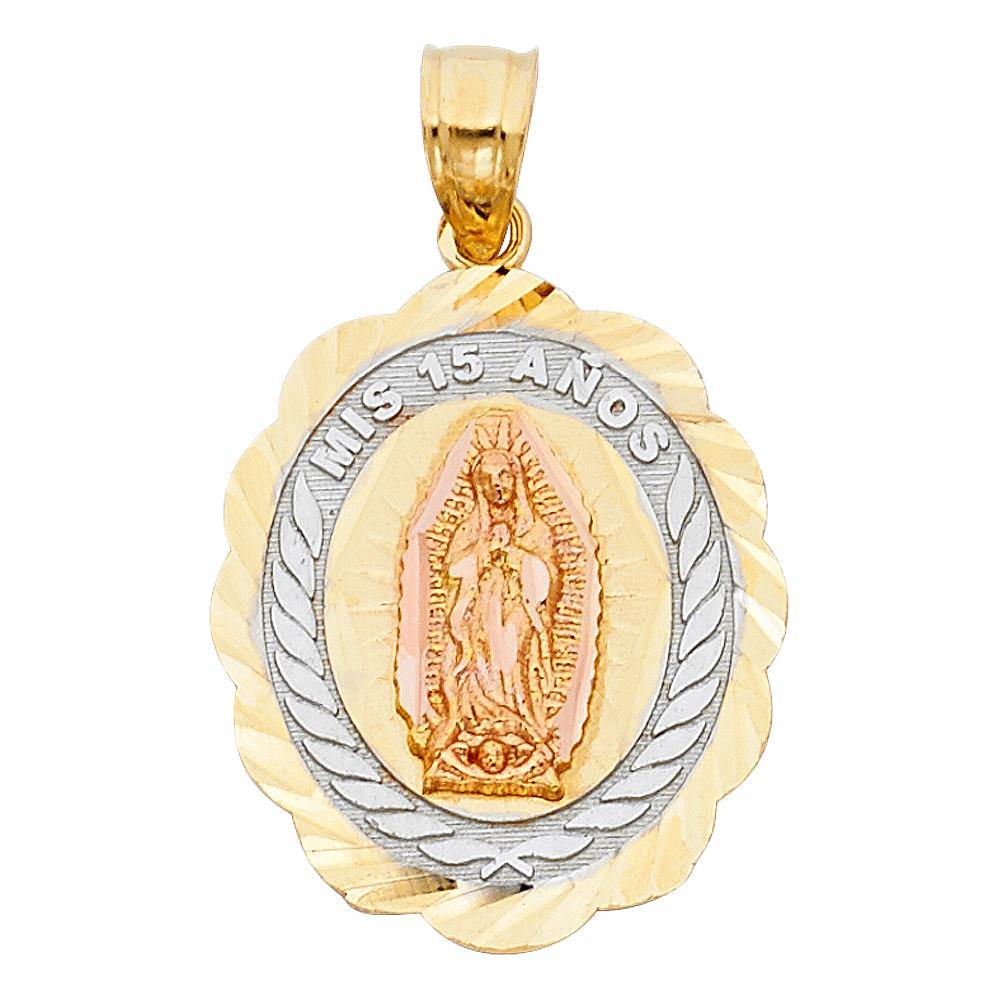 14K Tri Color 19mm 15 Years Years Pendant