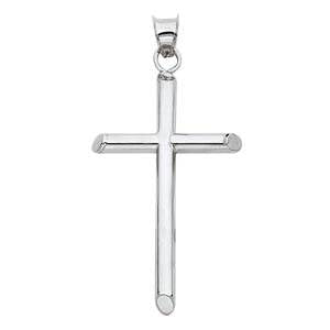 14K White Gold 20mm Classic Cross Religious Pendant