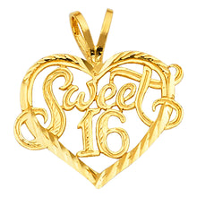 Load image into Gallery viewer, 14K Yellow Gold 19mm 16 Years Heart Pendant