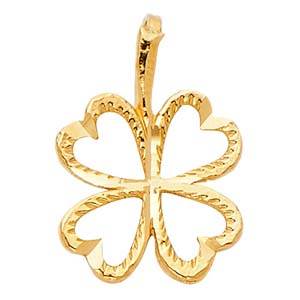 14k Yellow Gold 11mm Heart Clover Assorted Pendant