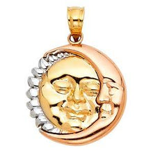 Load image into Gallery viewer, 14k Tri Color Gold 16mm Moon And Sun Assorted Pendant