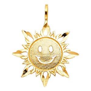14k Yellow Gold 20mm Sun Assorted Pendant