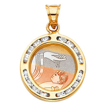 Load image into Gallery viewer, 14K Yellow Gold 15mm Baptism CZ Religious Pendant