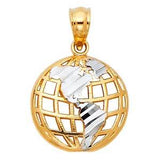 14k Two Tone Gold 13mm Globe Assorted Pendant