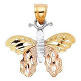 14k Tri Color Gold 24mm Butterfly Assorted Pendant