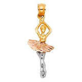 14k Two Tone Gold 10mm Ballerina Assorted Pendant