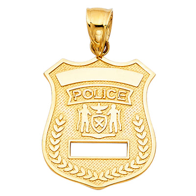 14K Yellow Gold 17mm Police Pendant