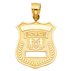 14K Yellow Gold 17mm Police Pendant