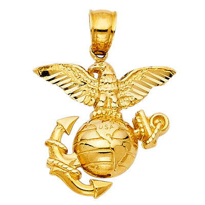 14K Yellow Gold 20mm USA Logo Pendant