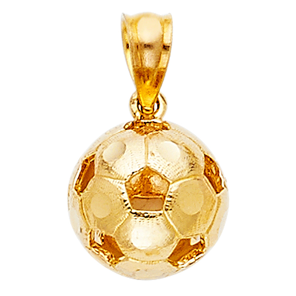 14K Yellow Gold 9mm Soccer Ball Pendant