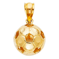 14K Yellow Gold 9mm Soccer Ball Pendant