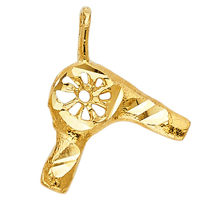14K Yellow Gold 16mm Hair Dryer Pendant