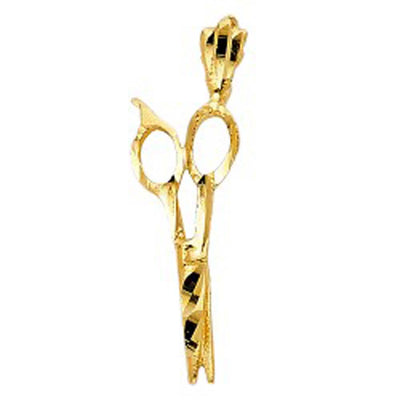 14K Yellow Gold 8mm Scissors Pendant