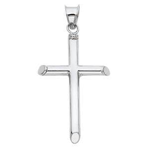 14K White Gold 20mm Classic Cross Religious Pendant
