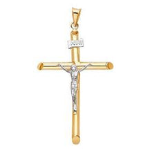 Load image into Gallery viewer, 14K Two Tone 28mm Jesus Religious Cross Crucifix Pendant