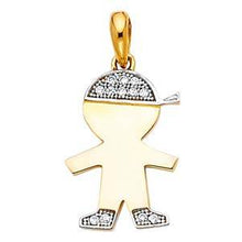 Load image into Gallery viewer, 14k Yellow Gold 12mm CZ Boy Pendant
