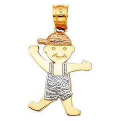 14k Tri Color Gold 15mm Boy Pendant