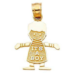 14k Yellow Gold 16mm Boy Pendant