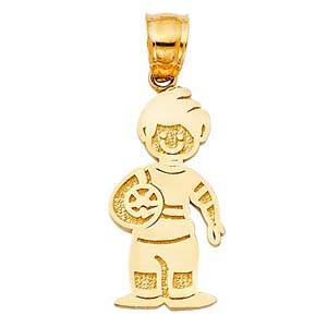 14k Yellow Gold 10mm Boy With Ball Pendant